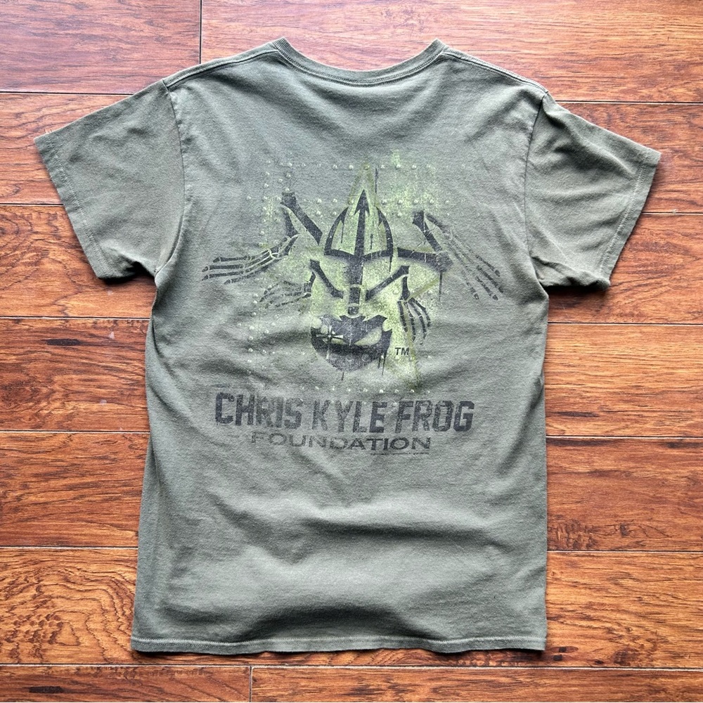 Chris Kyle Frog Foundation OD Green SEAL Shooters T-Shirt Size Medium Military
